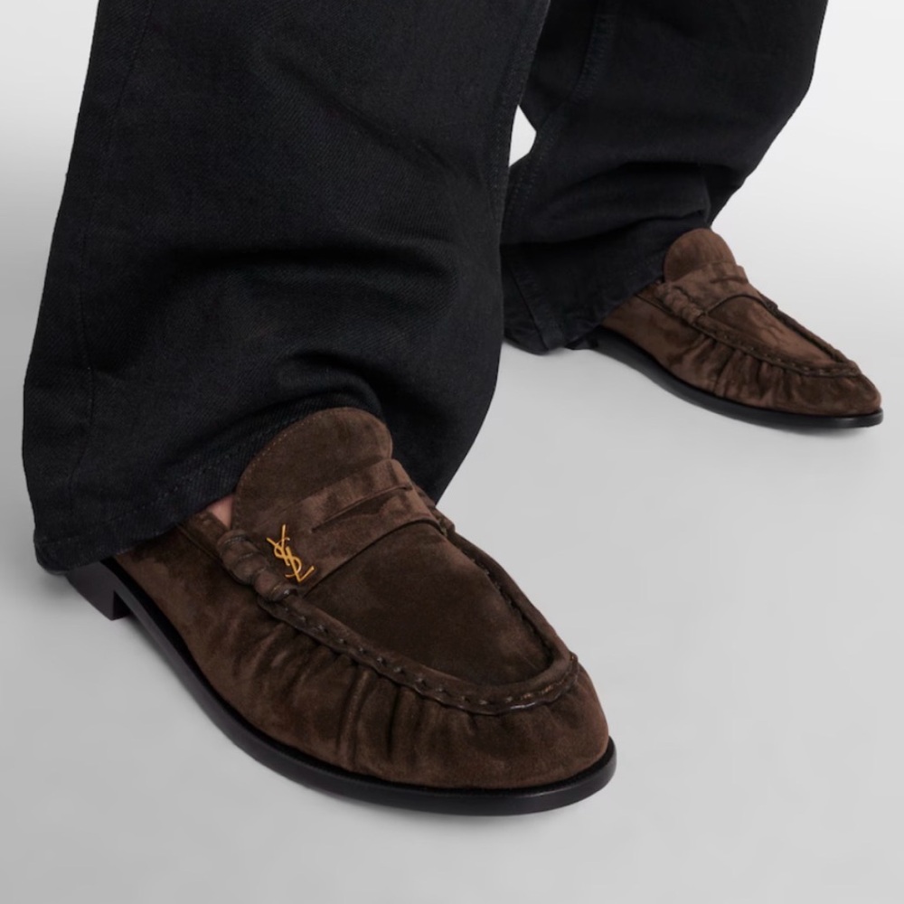 Saint Laurent YSL Le Loafer Cassandre Penny Loafers in Brown Suede - Size 37 - Picture 2 of 16